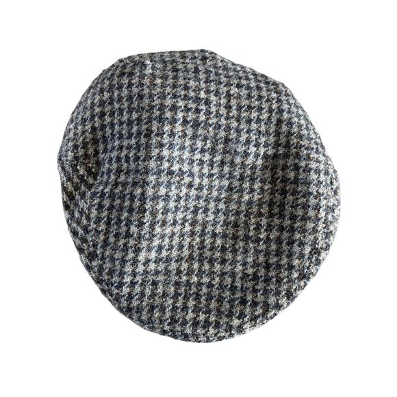 Vtg 70s 80s Harris Tweed 100% Pure Wool Houndstooth Newsboy Cap Hat Hand Woven - Picture 1 of 6
